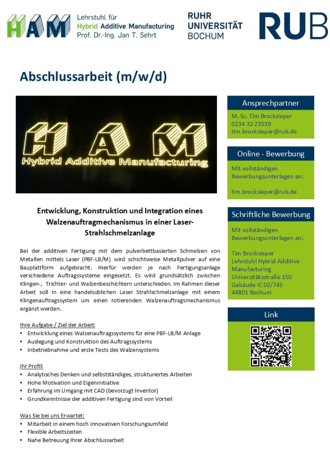 Ausschreibung Walzenauftrag Am